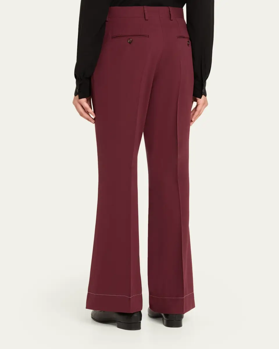 Brioni Silk-Wool Pintuck Flare Pants | Thumbnail 3