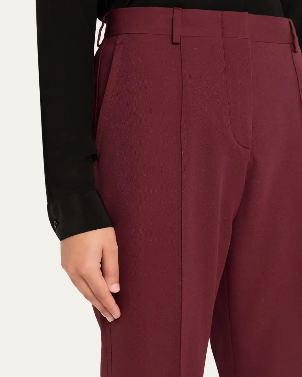 Brioni Silk-Wool Pintuck Flare Pants | Thumbnail 5
