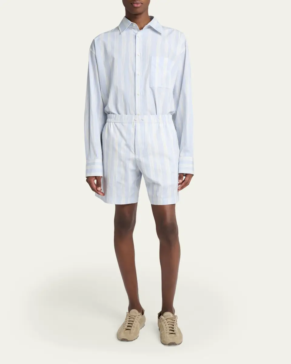 Jacquemus Men's Candy Stripe Relaxed Cotton Button-Down Shirt | Thumbnail 2 Jacquemus Men's Candy Stripe Relaxed Cotton Button-Down Shirt | Thumbnail 2