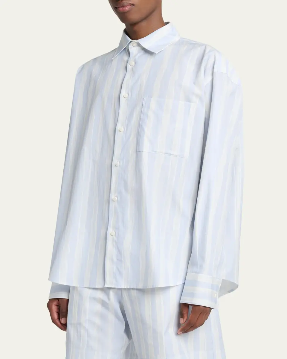 Jacquemus Men's Candy Stripe Relaxed Cotton Button-Down Shirt | Thumbnail 4 Jacquemus Men's Candy Stripe Relaxed Cotton Button-Down Shirt | Thumbnail 4
