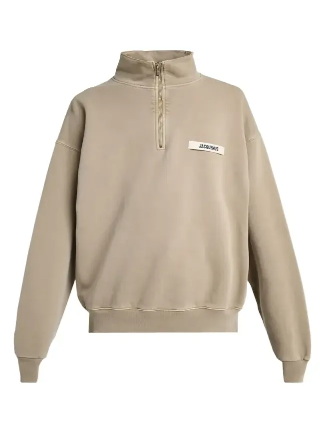 Men's Grosgrain Logo Cotton Quarter-Zip Sweatshirt Men's Grosgrain Logo Cotton Quarter-Zip Sweatshirt
