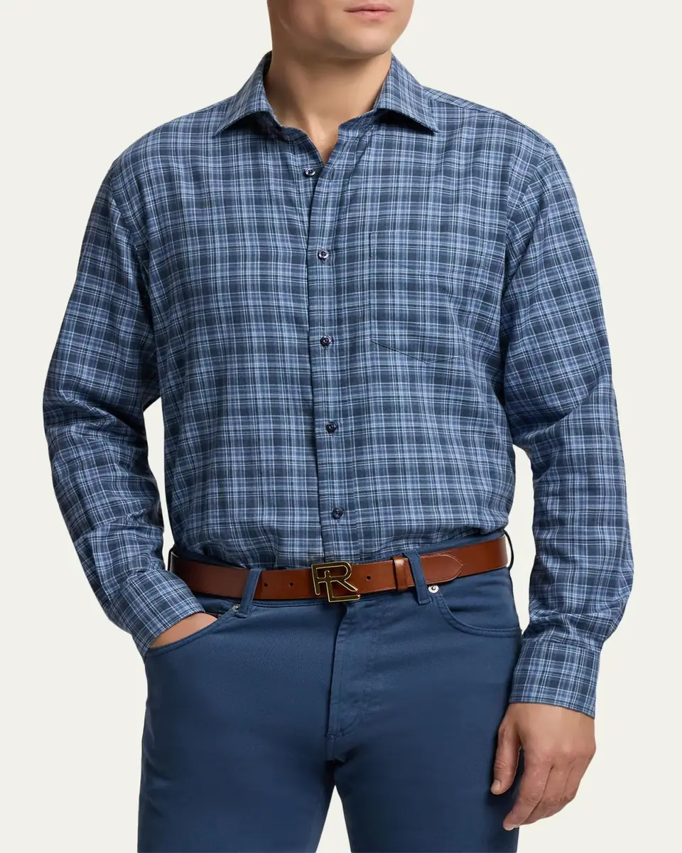 Ralph Lauren Purple Label Men's Aston Cotton Plaid Pocket Sport Shirt | Thumbnail 2