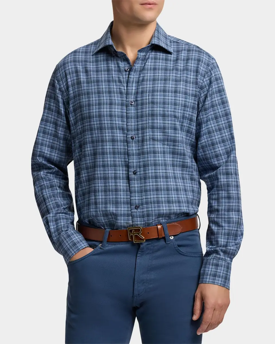 Ralph Lauren Purple Label Men's Aston Cotton Plaid Pocket Sport Shirt | Thumbnail 6