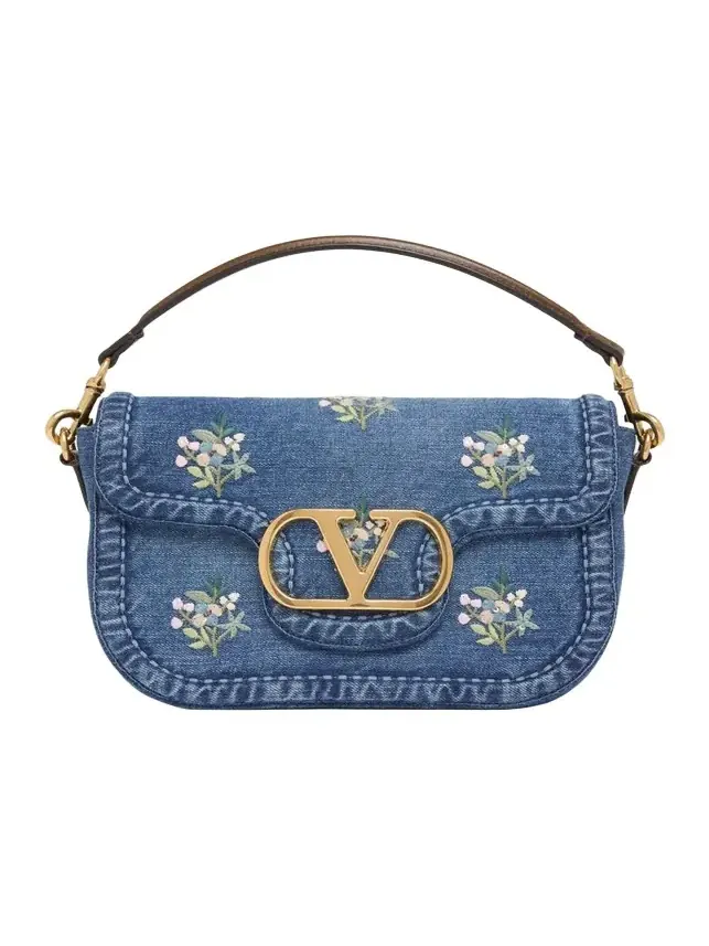 Alltime Floral-Embroidered Denim Shoulder Bag Alltime Floral-Embroidered Denim Shoulder Bag