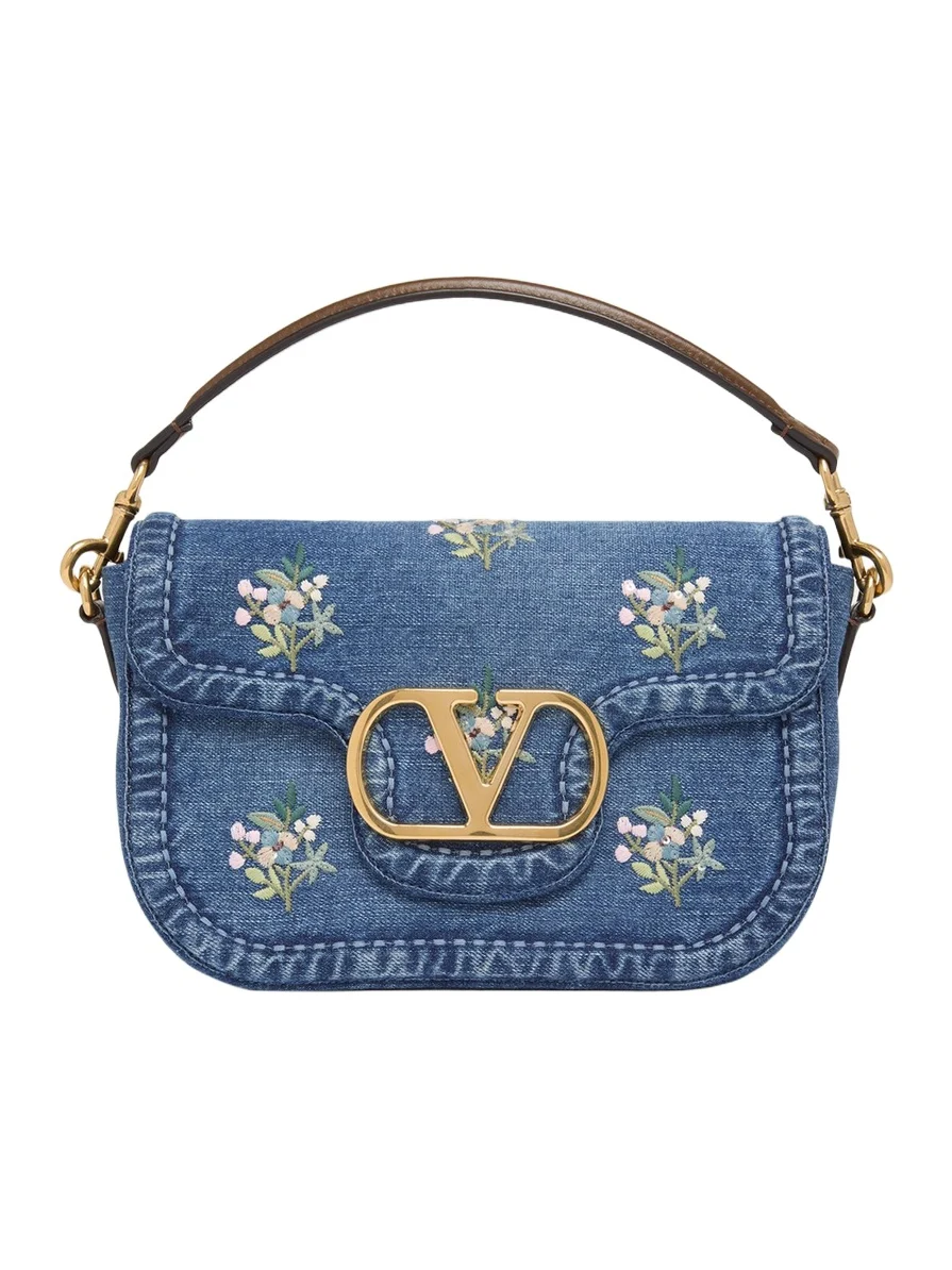 Alltime Floral-Embroidered Denim Shoulder Bag Alltime Floral-Embroidered Denim Shoulder Bag