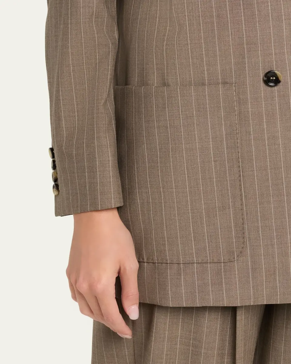 Max Mara Oversized Pinstripe Wool Jacket | Thumbnail 5
