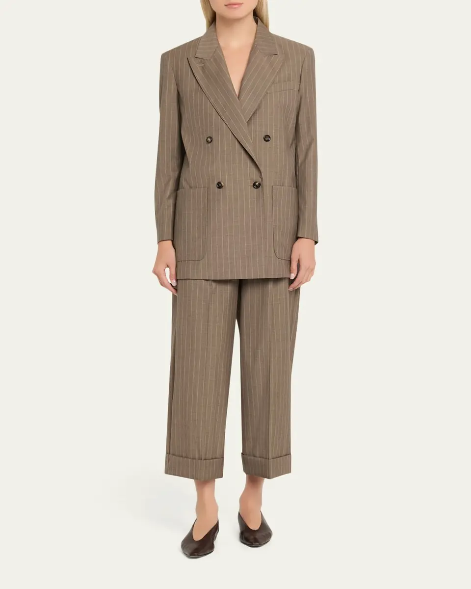 Max Mara Cropped Pinstripe Virgin Wool Pants | Thumbnail 2 Max Mara Cropped Pinstripe Virgin Wool Pants | Thumbnail 2