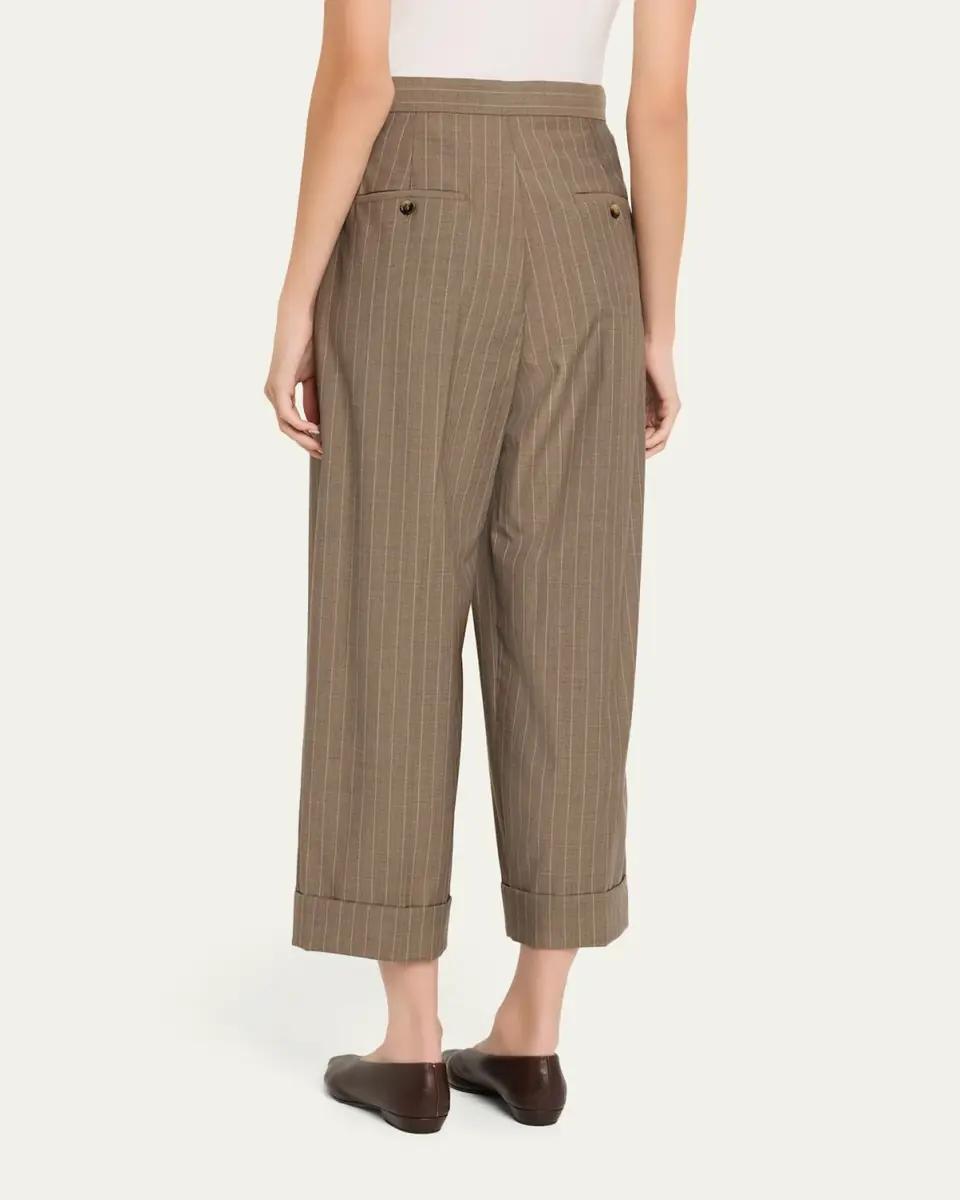 Max Mara Cropped Pinstripe Virgin Wool Pants | Thumbnail 3 Max Mara Cropped Pinstripe Virgin Wool Pants | Thumbnail 3