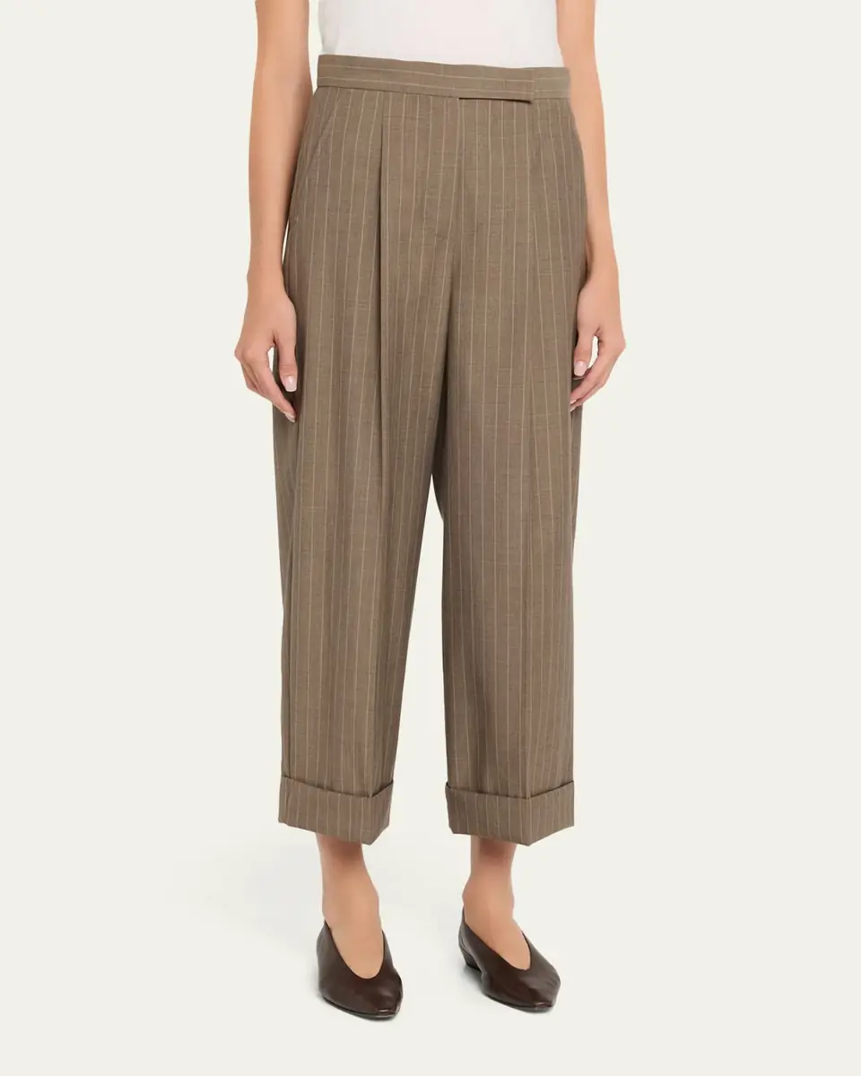 Max Mara Cropped Pinstripe Virgin Wool Pants | Thumbnail 4 Max Mara Cropped Pinstripe Virgin Wool Pants | Thumbnail 4