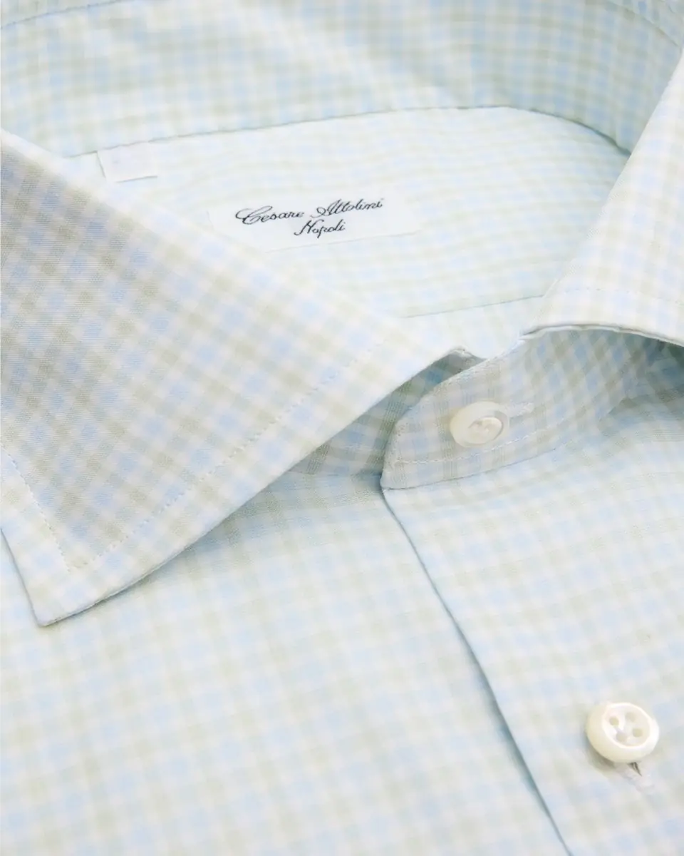 Cesare Attolini Men's Micro-Gingham Cotton Dress Shirt | Thumbnail 2 Cesare Attolini Men's Micro-Gingham Cotton Dress Shirt | Thumbnail 2
