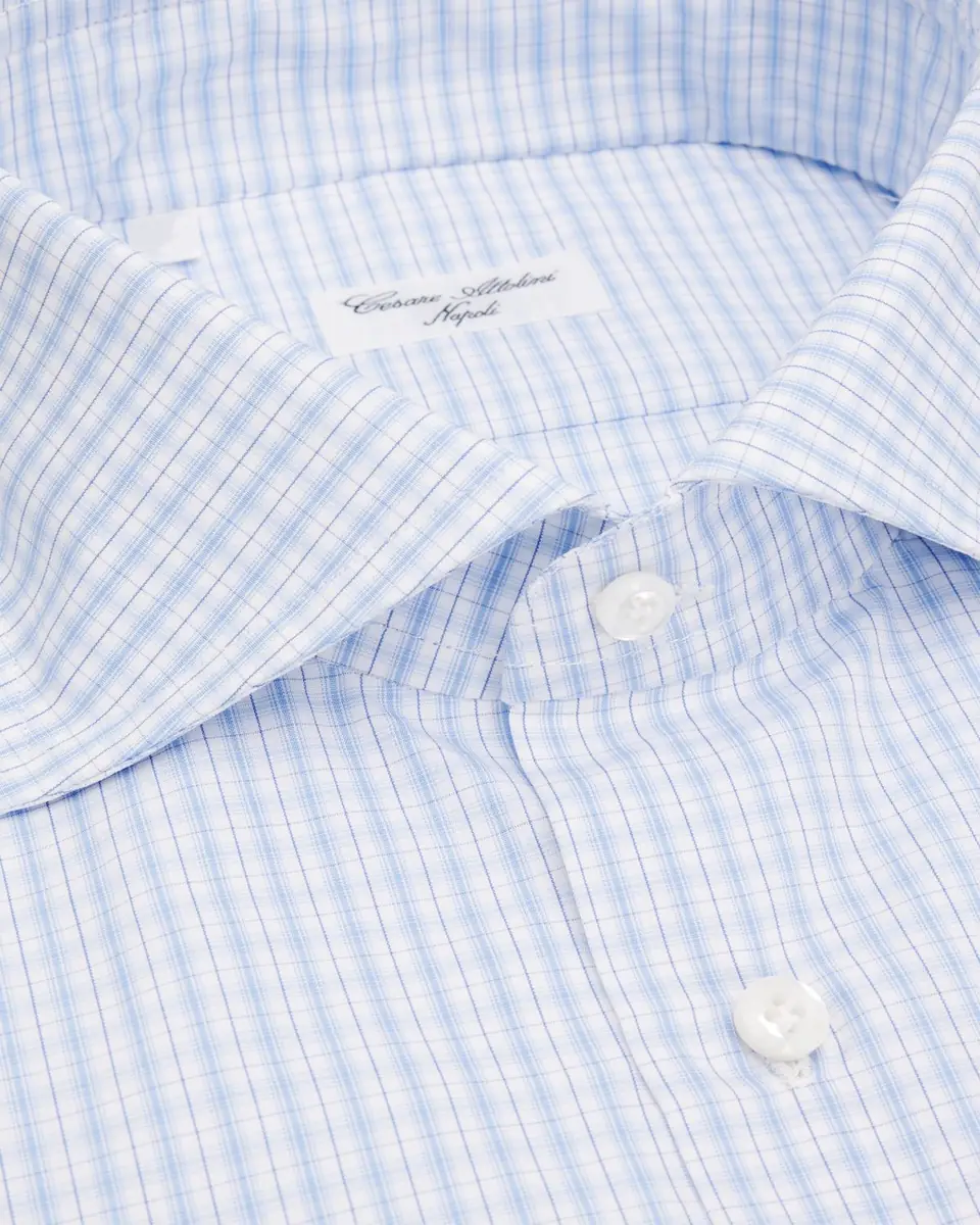 Cesare Attolini Men's Grid-Check Cotton Dress Shirt | Thumbnail 4 Cesare Attolini Men's Grid-Check Cotton Dress Shirt | Thumbnail 4