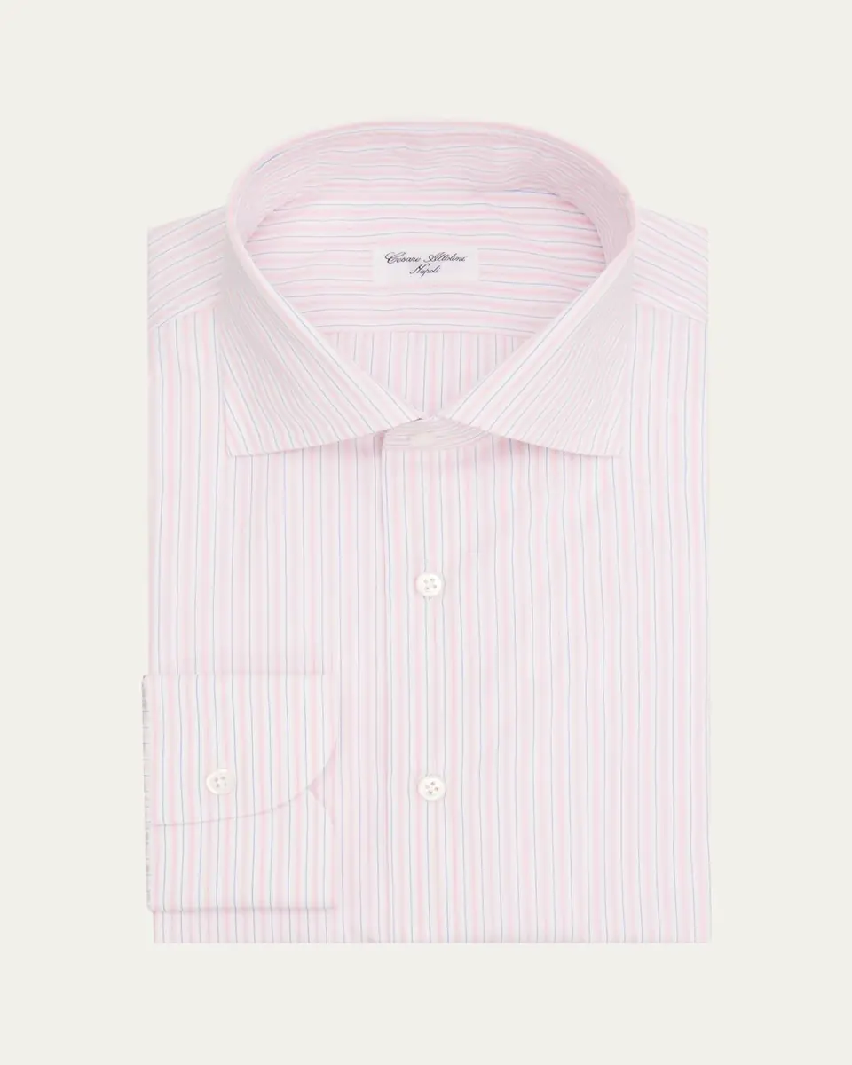 Cesare Attolini Men's Grid-Check Cotton Dress Shirt | Thumbnail 5 Cesare Attolini Men's Grid-Check Cotton Dress Shirt | Thumbnail 5