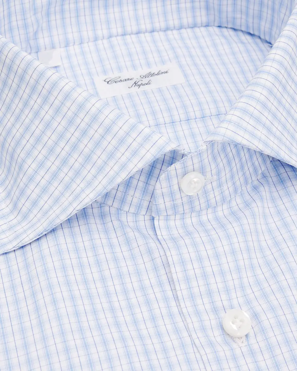 Cesare Attolini Men's Grid-Check Cotton Dress Shirt | Thumbnail 8 Cesare Attolini Men's Grid-Check Cotton Dress Shirt | Thumbnail 8