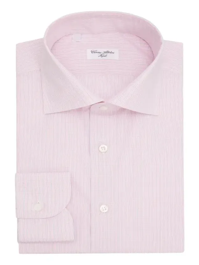 Men's Micro-Plaid Cotton Dress Shirt