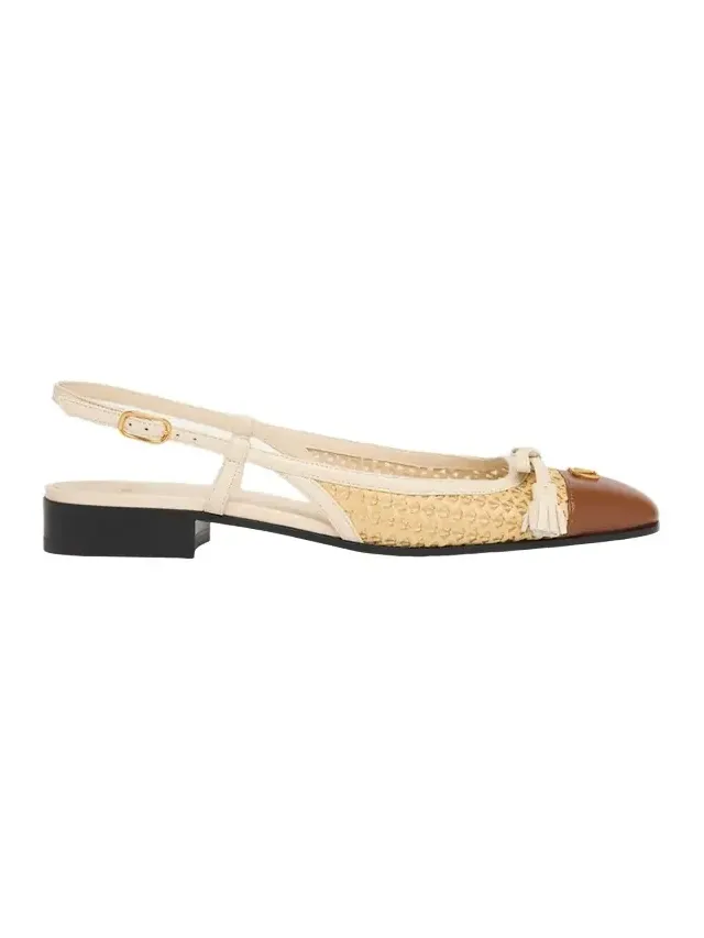 25mm Valet du Roi Raffia and Leather Ballerina Flats