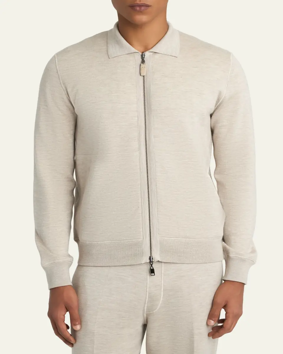Brioni Men's Heathered Zip-Front Jacket | Thumbnail 4 Brioni Men's Heathered Zip-Front Jacket | Thumbnail 4