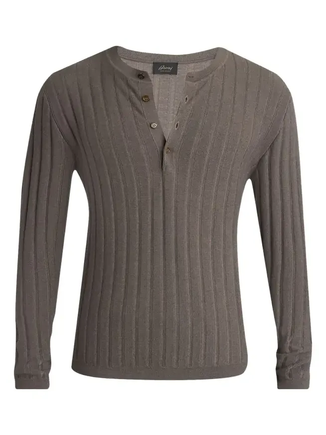 Men's Cashmere/Silk Henley Sweater