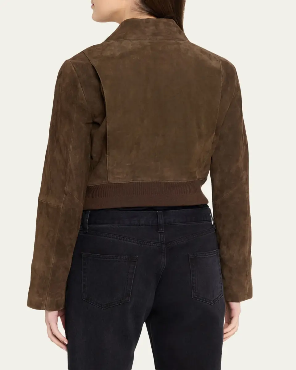 Vince Shrunken Suede Bomber Jacket | Thumbnail 3 Vince Shrunken Suede Bomber Jacket | Thumbnail 3
