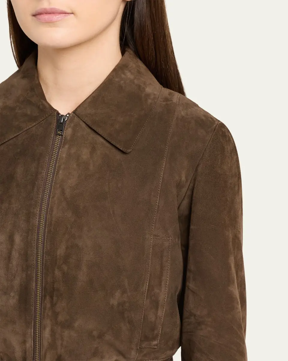 Vince Shrunken Suede Bomber Jacket | Thumbnail 5 Vince Shrunken Suede Bomber Jacket | Thumbnail 5