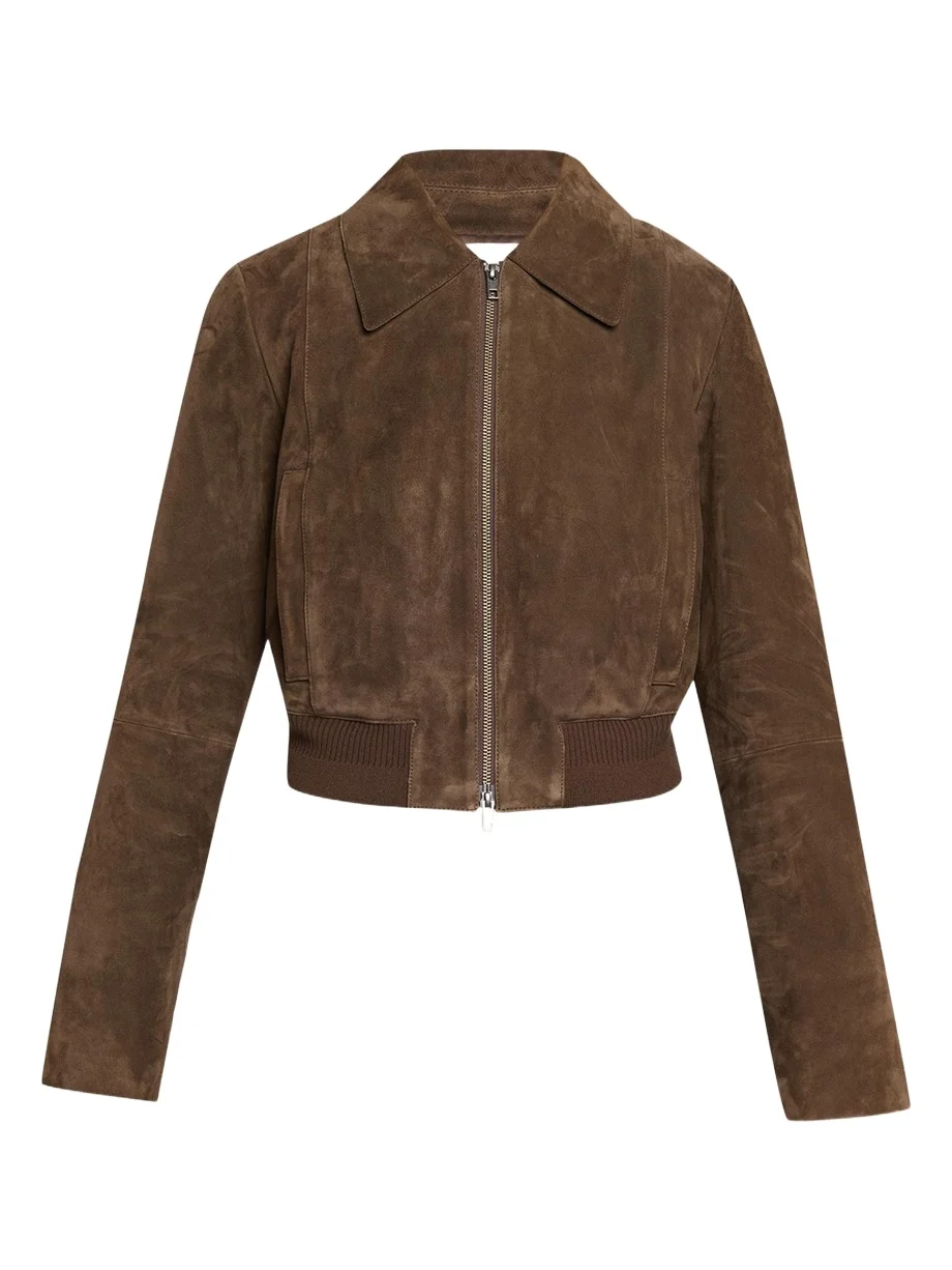Shrunken Suede Bomber Jacket