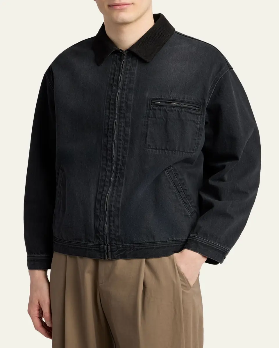 THE ROW Men's Tarquin Zip-Front Denim Jacket | Thumbnail 4 THE ROW Men's Tarquin Zip-Front Denim Jacket | Thumbnail 4