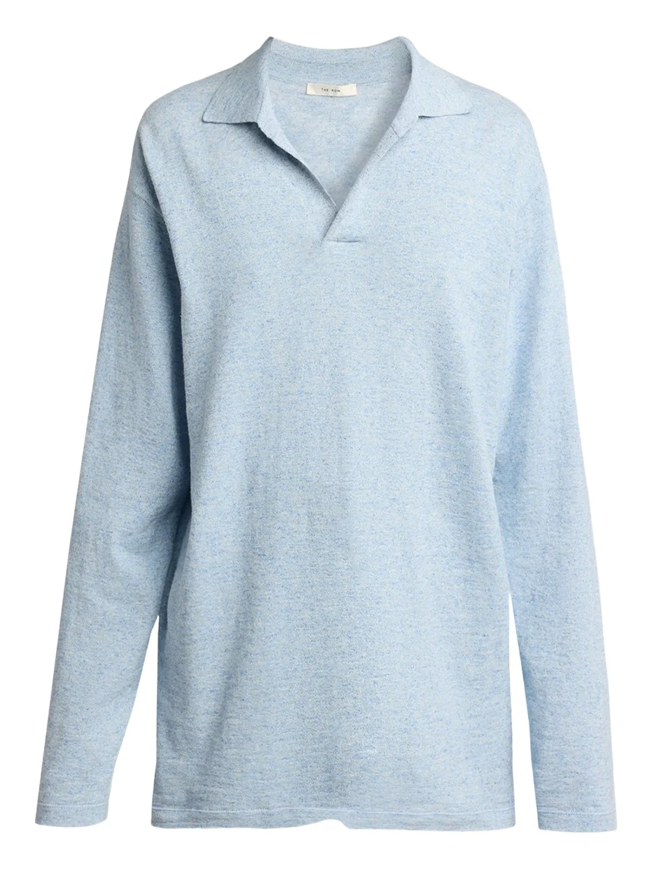 The Row Niosa Long-Sleeved Cotton & Linen Polo Top