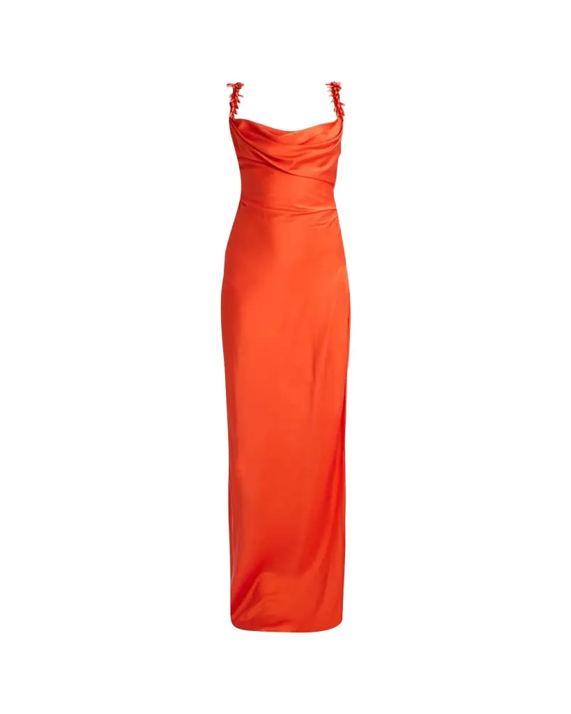 Balmain Embroidered Strap Silk Column Dress | Image 1 Balmain Embroidered Strap Silk Column Dress | Image 1