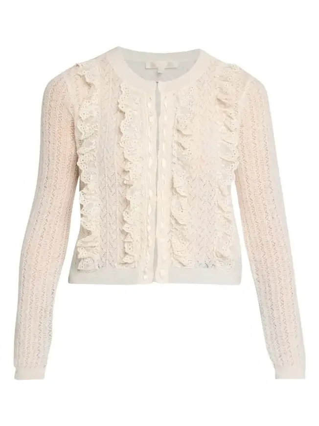 Melisse Eyelet Ruffle Cardigan