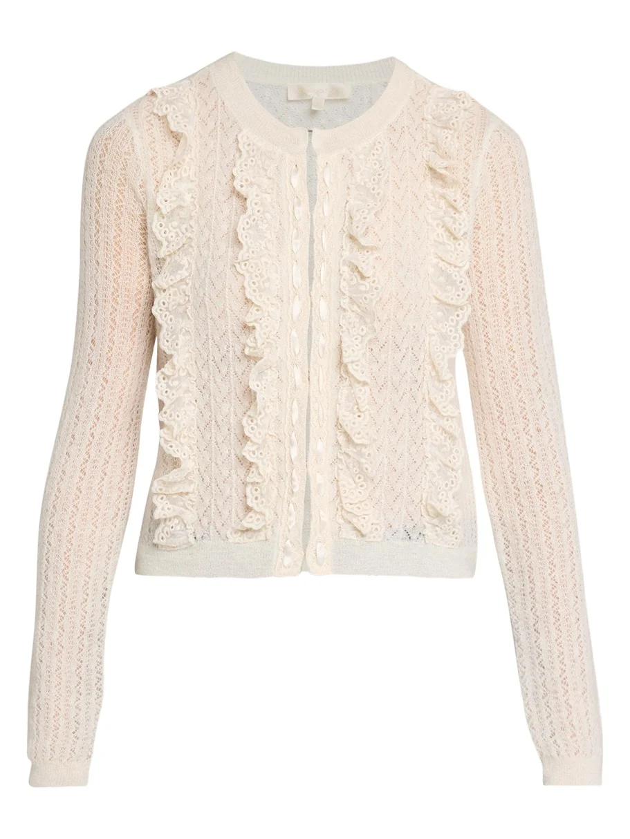 LoveShackFancy Melisse Eyelet Ruffle Cardigan