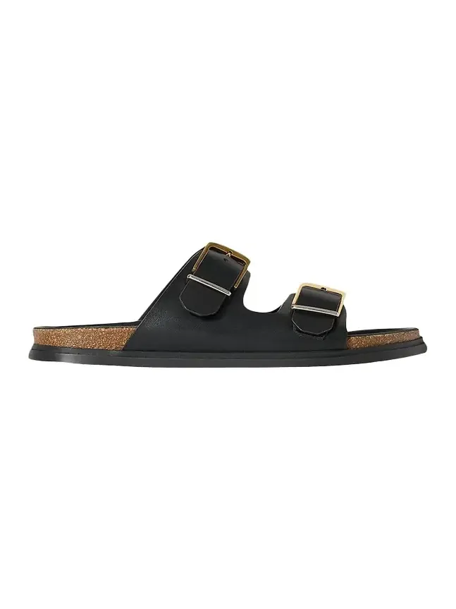 Leather Dual-Buckle Slide Sandals Leather Dual-Buckle Slide Sandals