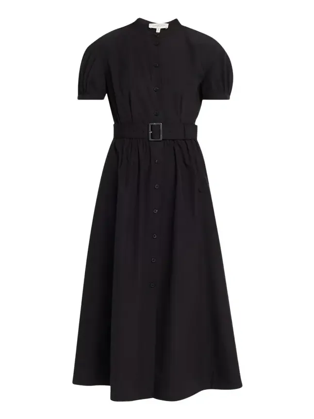 Puff-Sleeve Organic Cotton Poplin Midi Dress