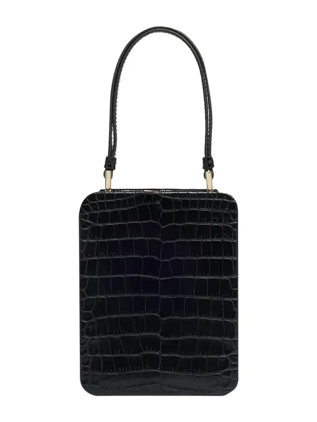 Frame Croc-Embossed Leather Vertical Clutch Frame Croc-Embossed Leather Vertical Clutch