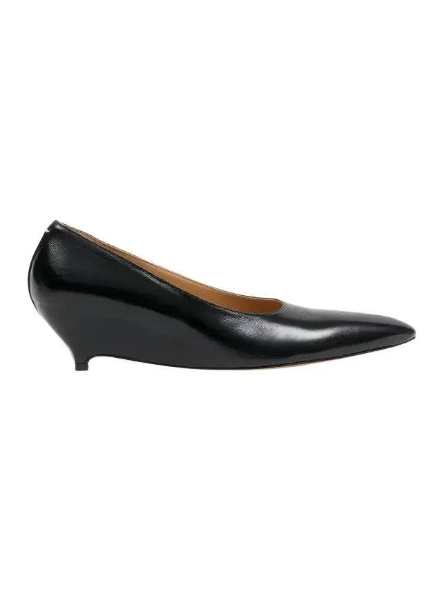Court Shoe Leather Wedge Pumps Court Shoe Leather Wedge Pumps