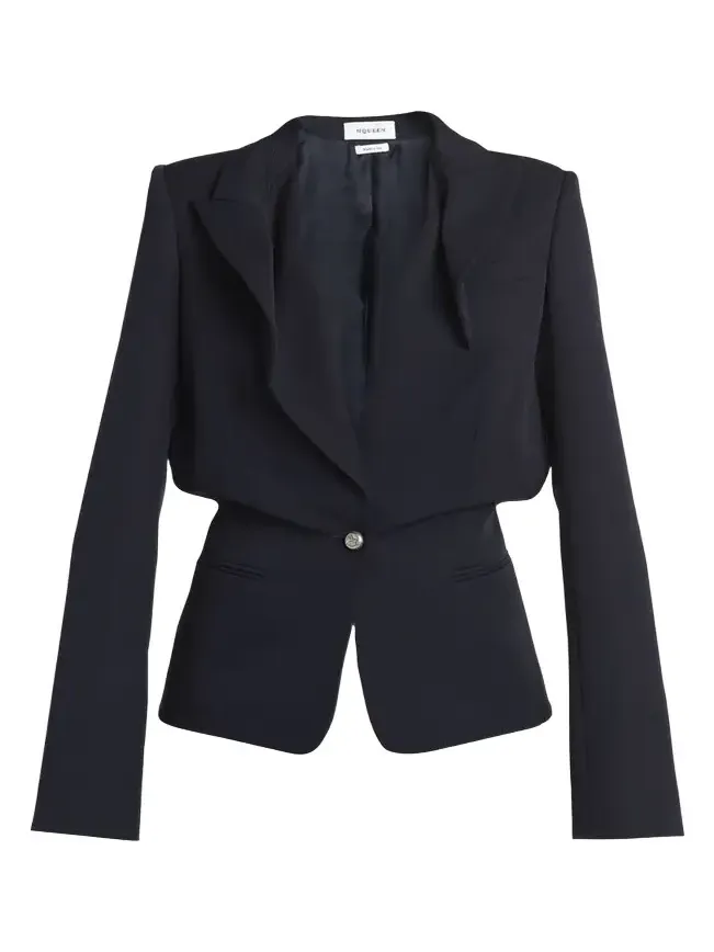 Certified Wool Folded Lapel Single-Breasted Jacket Certified Wool Folded Lapel Single-Breasted Jacket