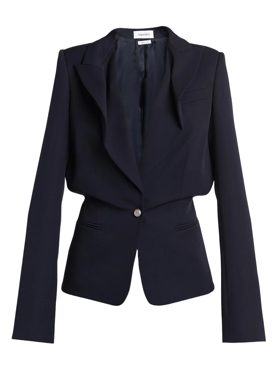 Certified Wool Folded Lapel Single-Breasted Jacket