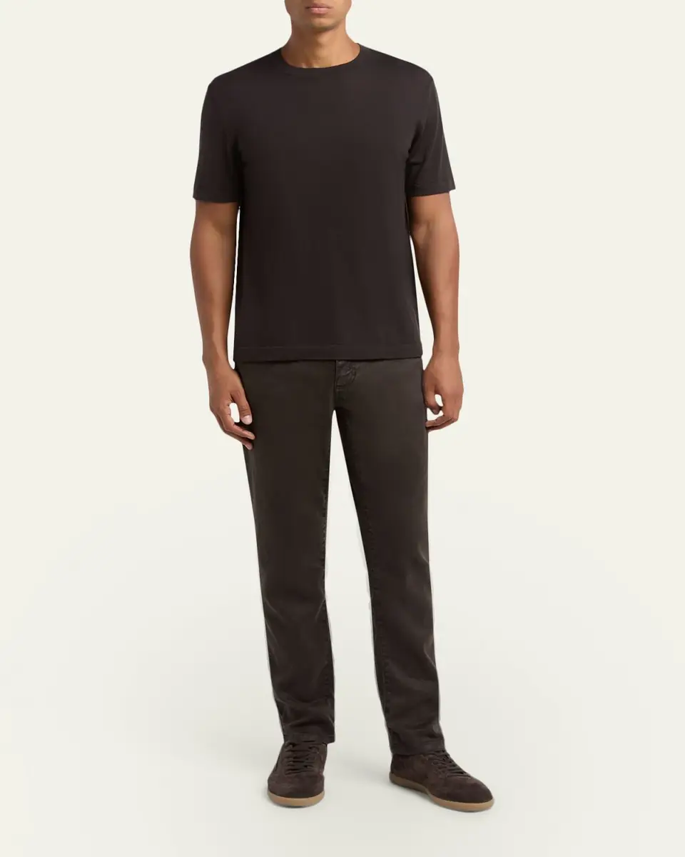 ZEGNA Men's Solid Knit Crewneck T-Shirt | Thumbnail 2