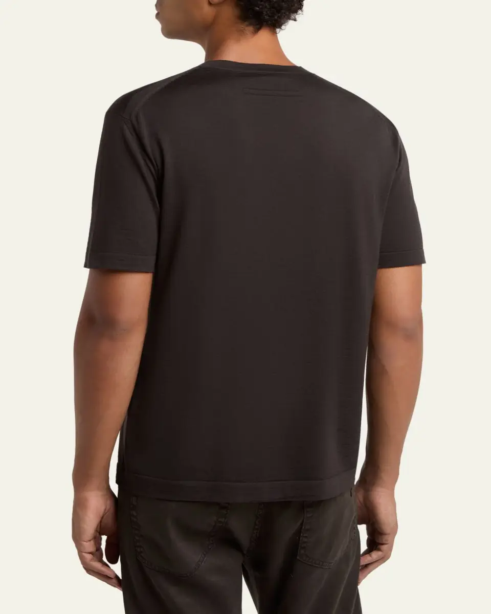 ZEGNA Men's Solid Knit Crewneck T-Shirt | Thumbnail 3