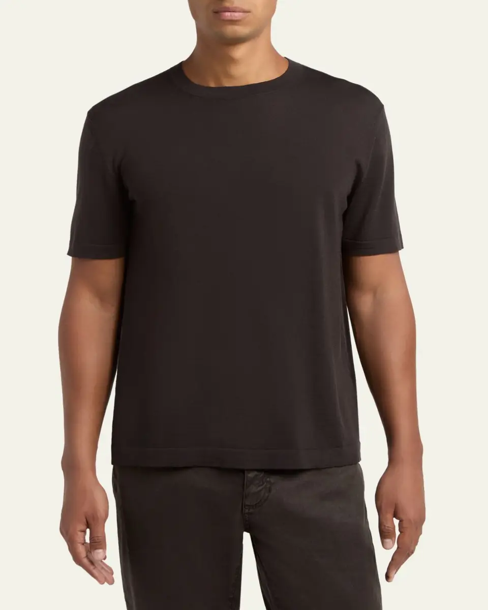 ZEGNA Men's Solid Knit Crewneck T-Shirt | Thumbnail 4