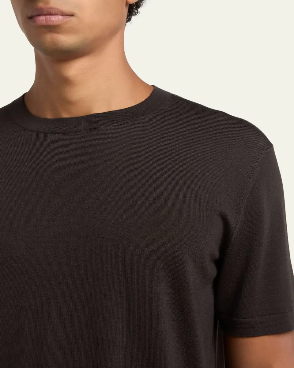 ZEGNA Men's Solid Knit Crewneck T-Shirt | Thumbnail 5