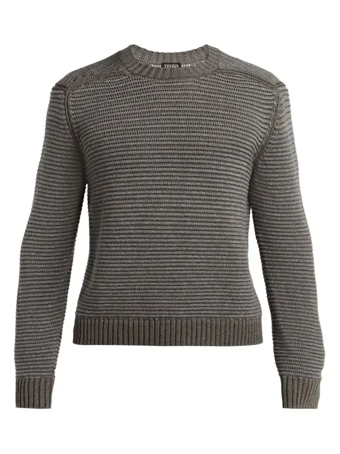 Men's Silk, Linen and Cashmere Ribbed Crewneck Sweater Men's Silk, Linen and Cashmere Ribbed Crewneck Sweater
