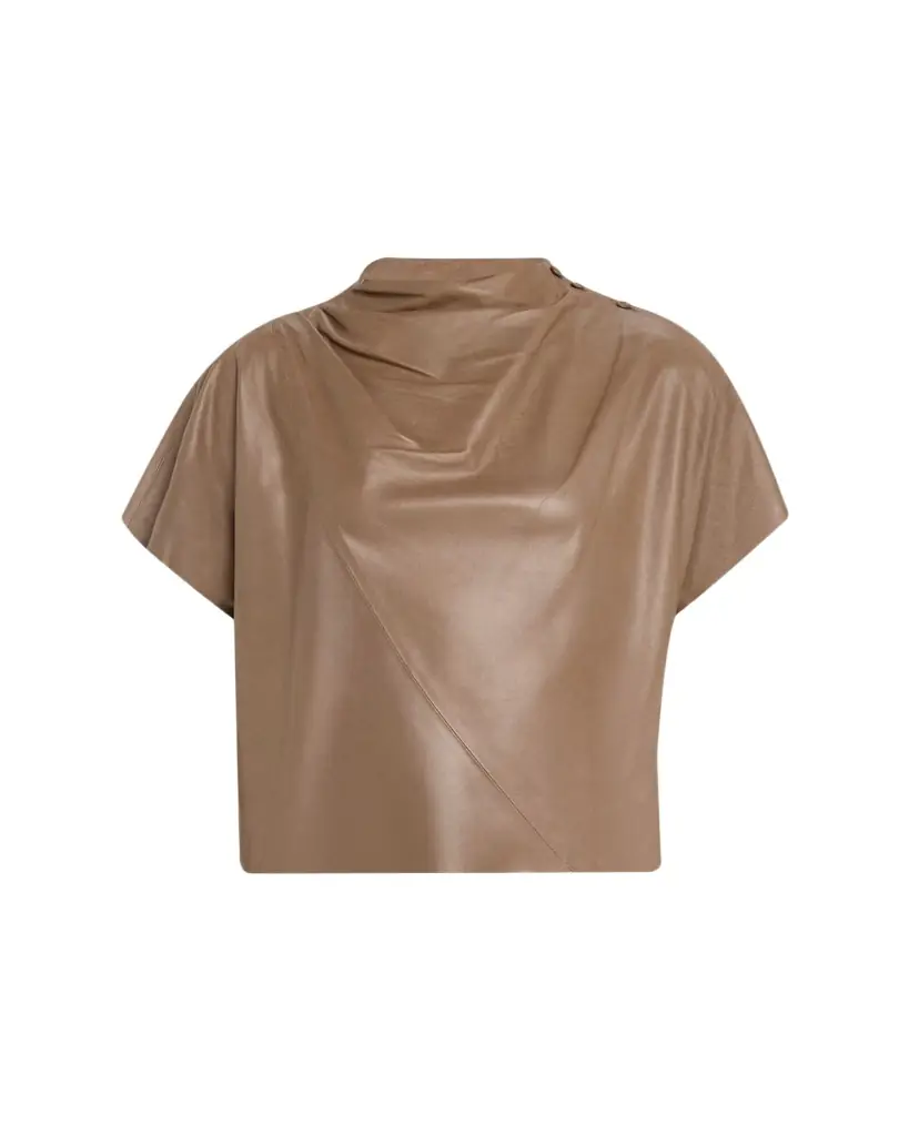 TWP Leather Mock-Neck Tee | Image 1 TWP Leather Mock-Neck Tee | Image 1
