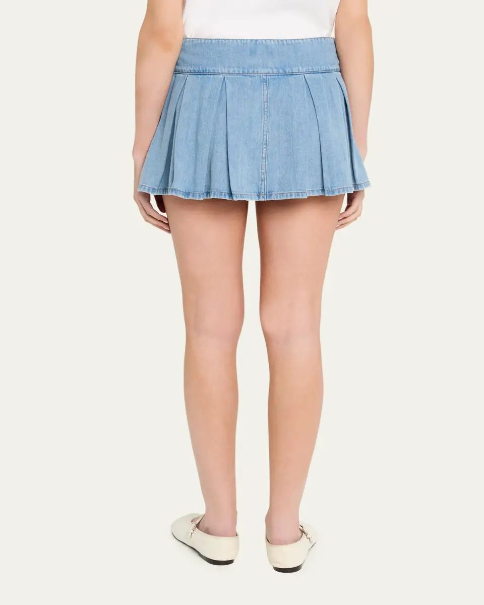 Alice + Olivia Amy Low-Rise Pleated Denim Mini Skirt | Thumbnail 3 Alice + Olivia Amy Low-Rise Pleated Denim Mini Skirt | Thumbnail 3