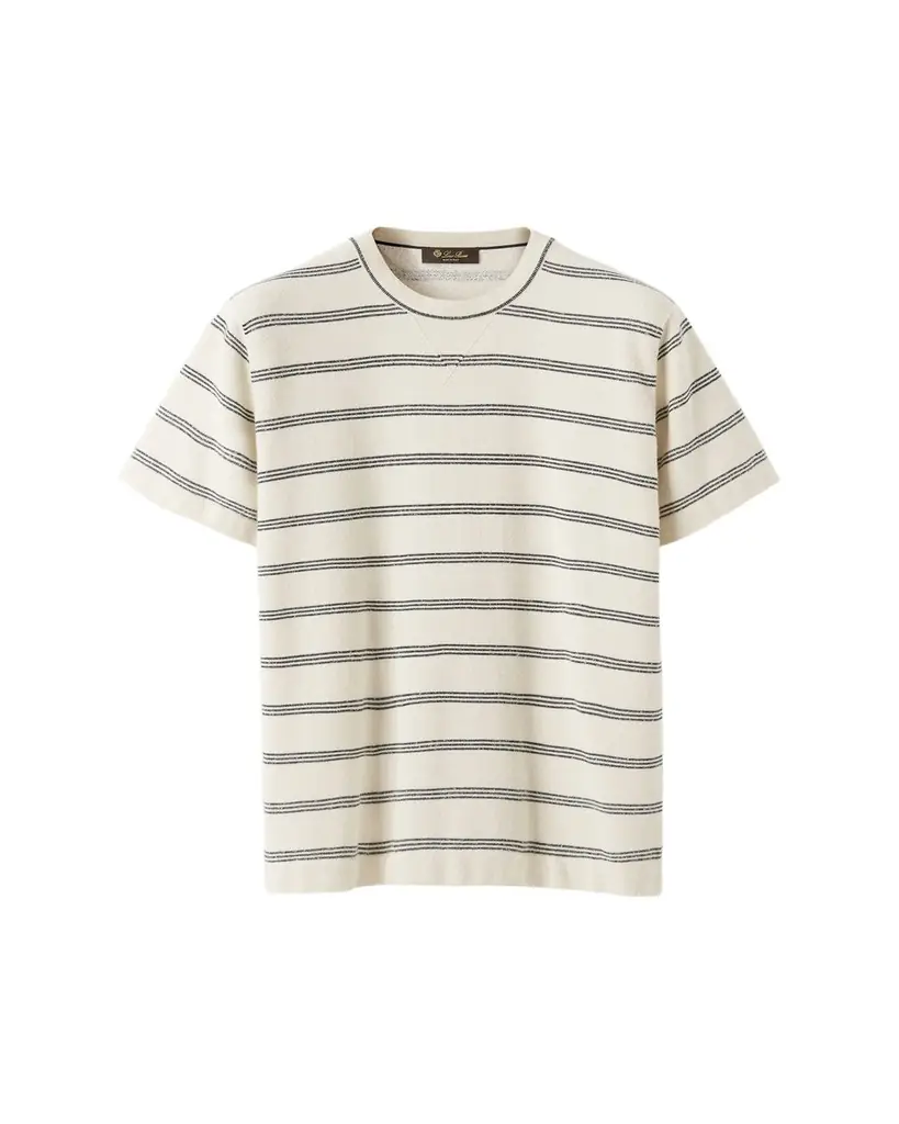 Loro Piana Men's Caravella Stripe Cotton Crewneck T-Shirt | Image 1 Loro Piana Men's Caravella Stripe Cotton Crewneck T-Shirt | Image 1