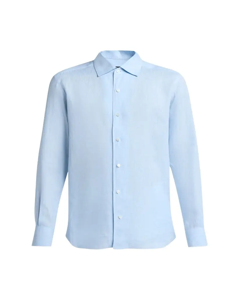 ZEGNA Men's Oasi Lino Solid Sport Shirt | Image 1 ZEGNA Men's Oasi Lino Solid Sport Shirt | Image 1