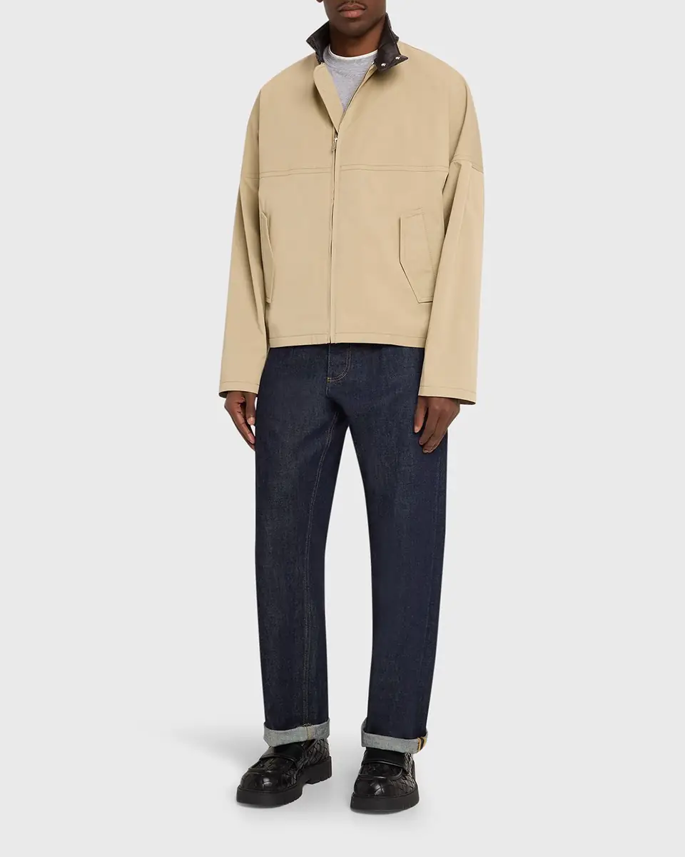 Bottega Veneta Men's Intrecciato Leather-Collar Cotton Blouson | Thumbnail 6 Bottega Veneta Men's Intrecciato Leather-Collar Cotton Blouson | Thumbnail 6