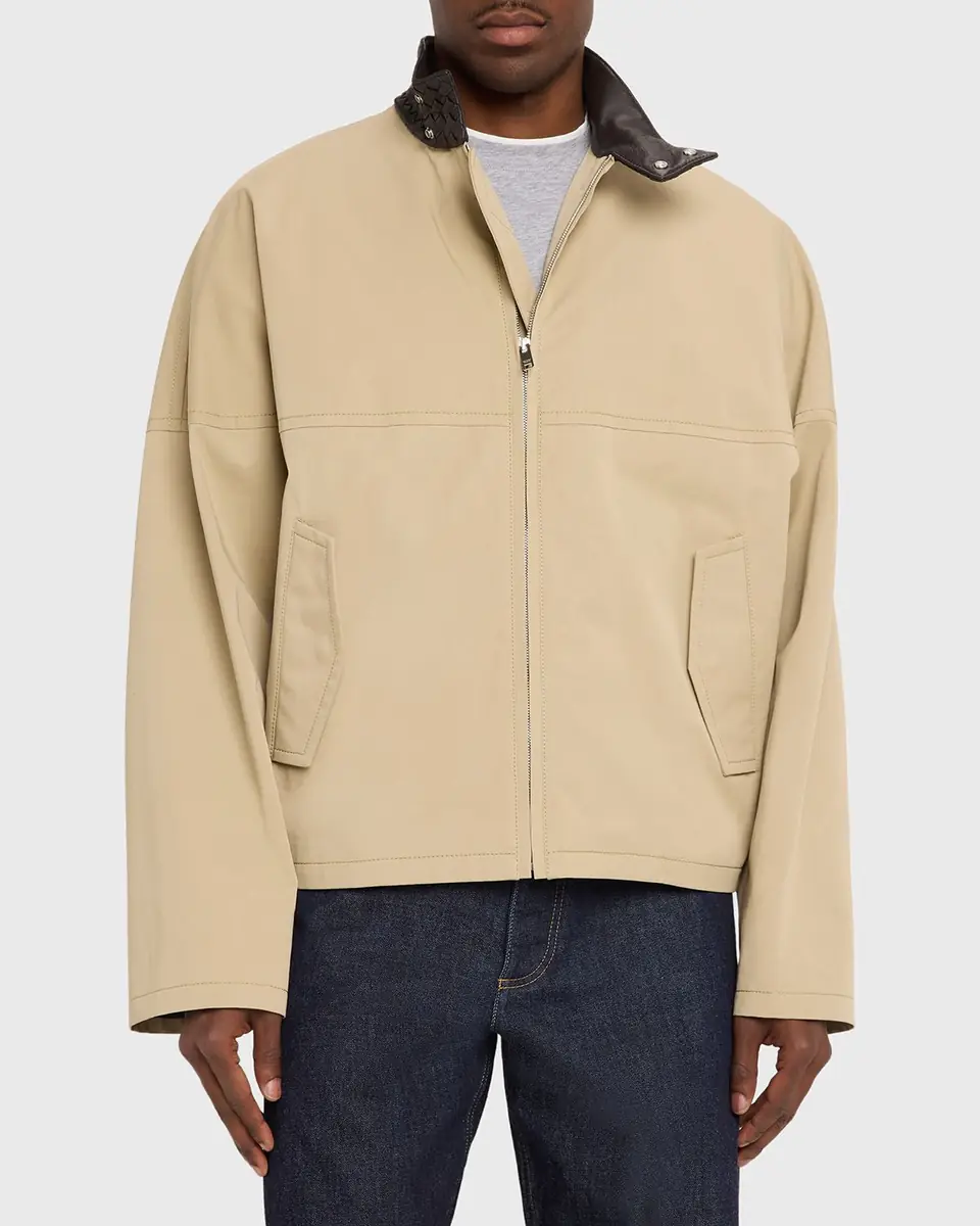 Bottega Veneta Men's Intrecciato Leather-Collar Cotton Blouson | Thumbnail 8 Bottega Veneta Men's Intrecciato Leather-Collar Cotton Blouson | Thumbnail 8