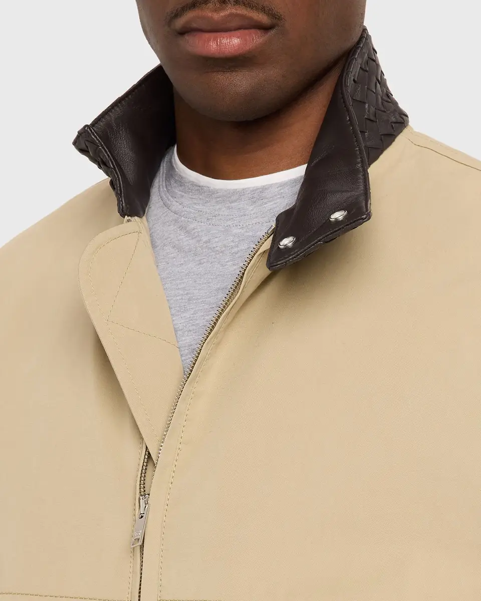 Bottega Veneta Men's Intrecciato Leather-Collar Cotton Blouson | Thumbnail 9 Bottega Veneta Men's Intrecciato Leather-Collar Cotton Blouson | Thumbnail 9