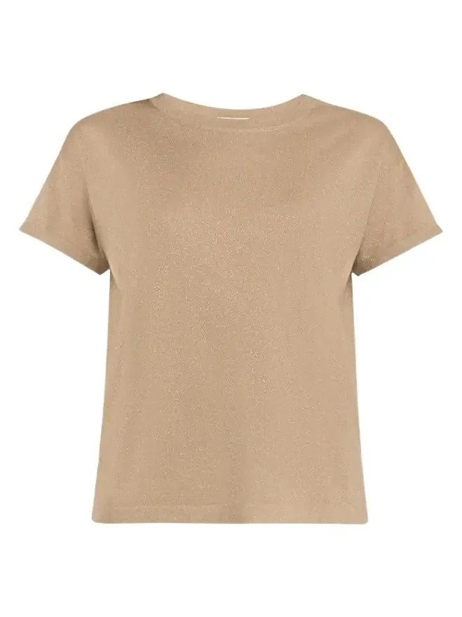 Shimmering Cashmere Short-Sleeve Crewneck Sweater