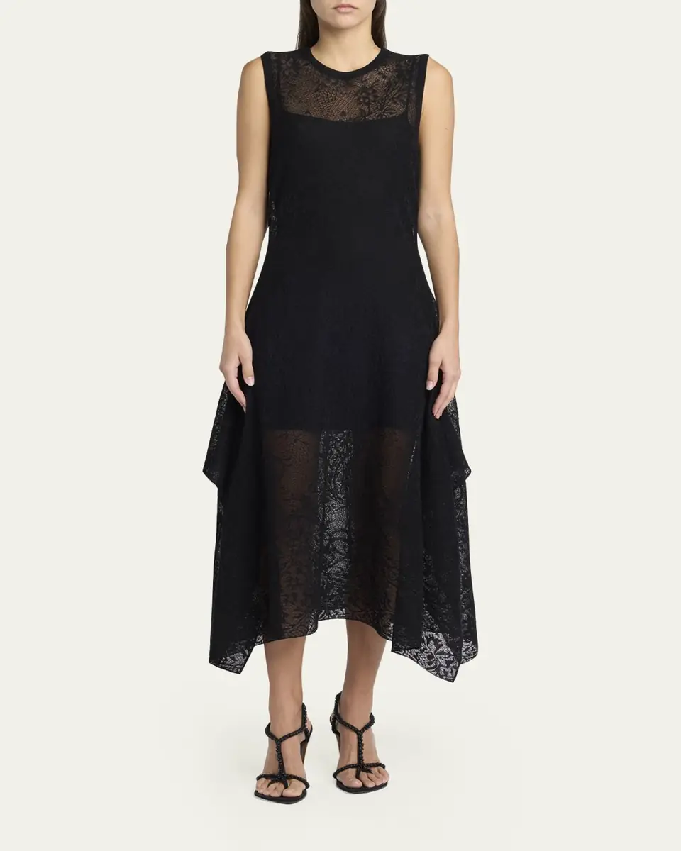 Alexander McQueen Floral Lace Semi-Sheer Sleeveless Dress | Thumbnail 2 Alexander McQueen Floral Lace Semi-Sheer Sleeveless Dress | Thumbnail 2