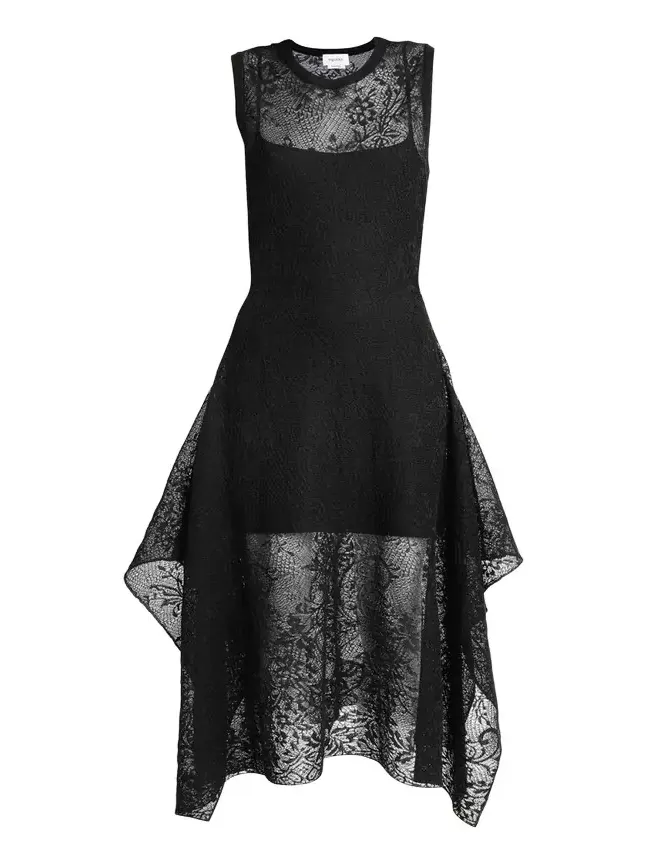 Floral Lace Semi-Sheer Sleeveless Dress